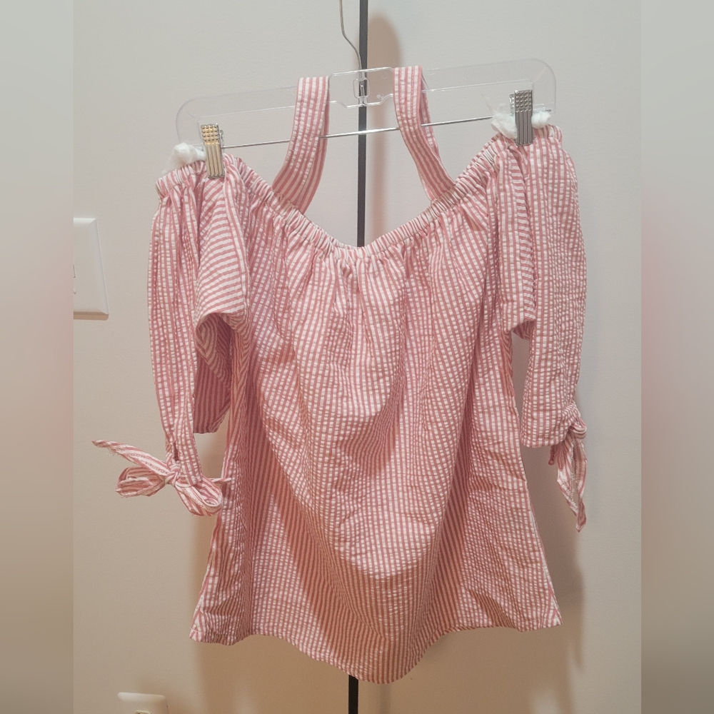 Pink seersucker shirt